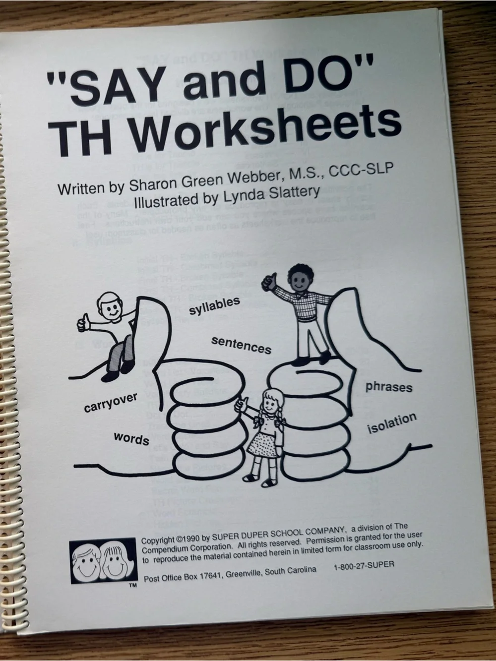 Say and Do® TH Worksheets reproducible activity pages Speech Therapy Super Duper